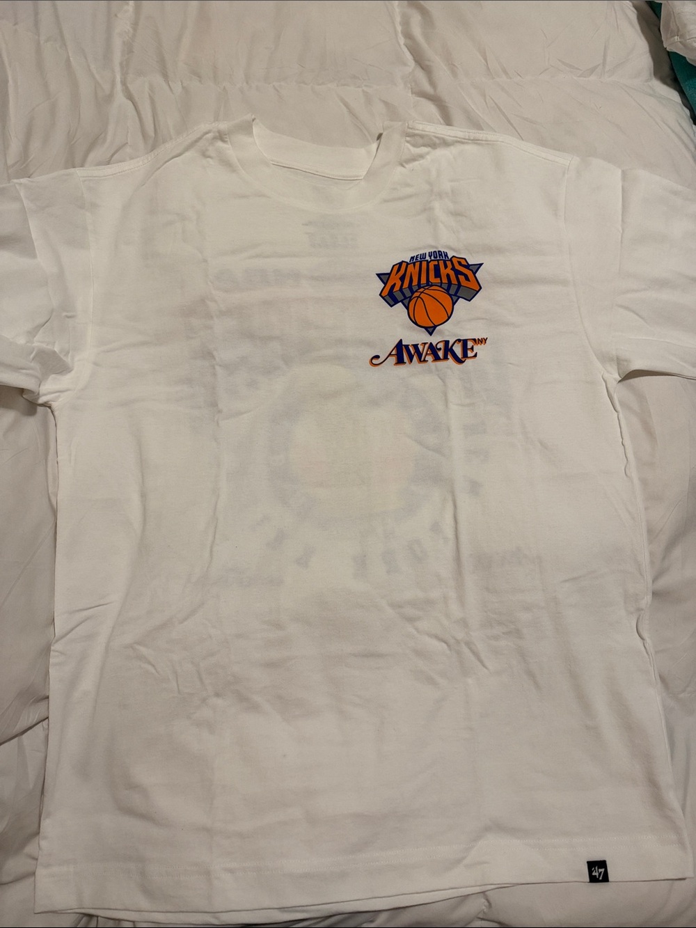 47 Brand White Awake NY x Knicks Graphic Short Sleeve Tee